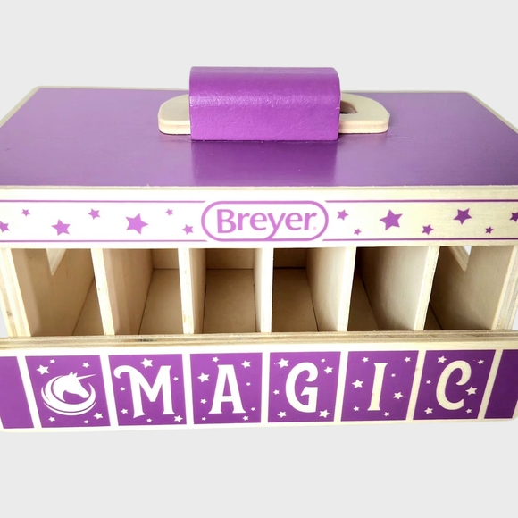 Breyer Horses Unicorn Magic Wooden Stable Purple With Handle - Picture 1 of 5
